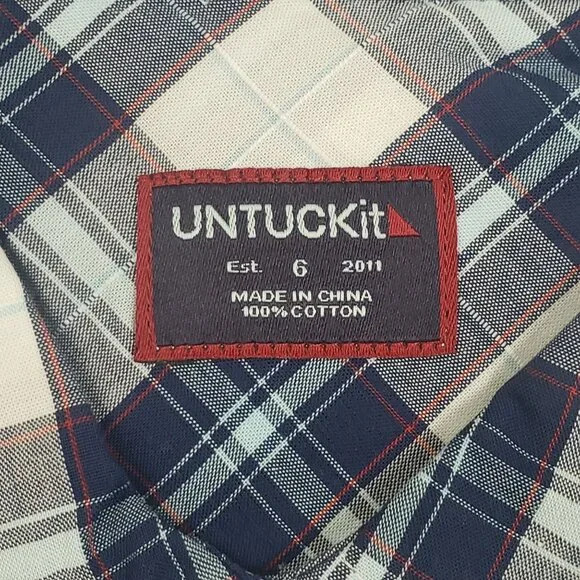UNTUCKit Sorbo Shirt Women's 6 Cotton Button Up Blue White Red Plaid Regular Fit - Picture 2 of 16